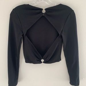Free people long sleeve, open back, crop top